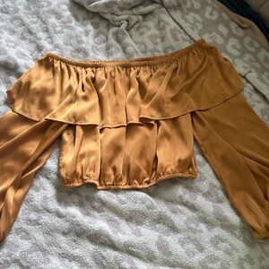 Elegant Off-Shoulder Mustard Blouse by Amazon The Drop & Kelclight